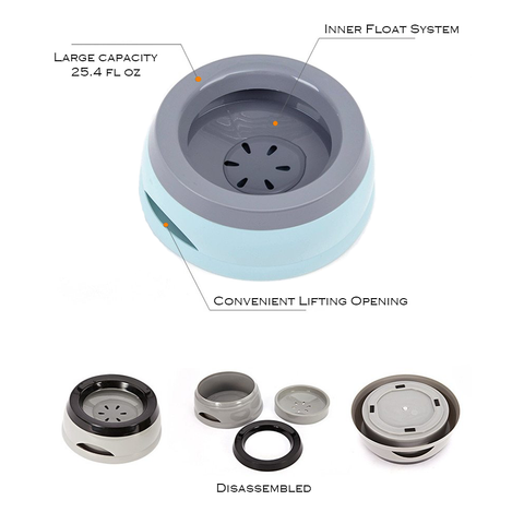 Inner Float Water Bowl for Anti-Splash and Anti-Gorging