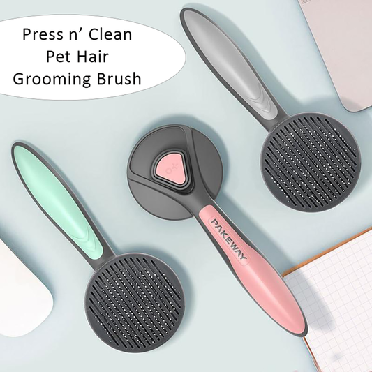 Push n' Clean Pet Hair Grooming Brush